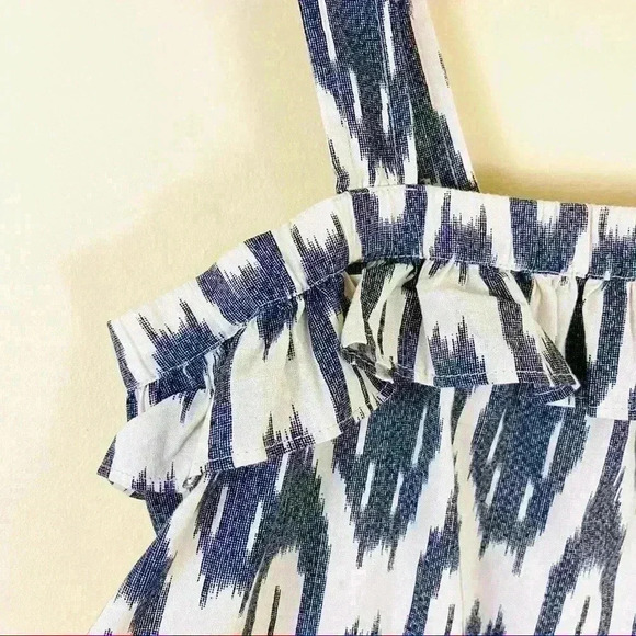J. Crew Geometric Print Peasant Ruffle Flounce Cropped Cotton Tank Top Size 2 - Picture 3 of 14